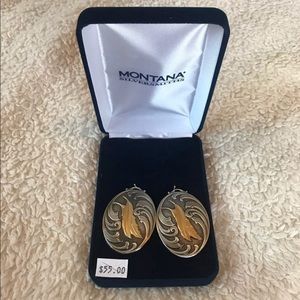 Indian head & feathers earrings